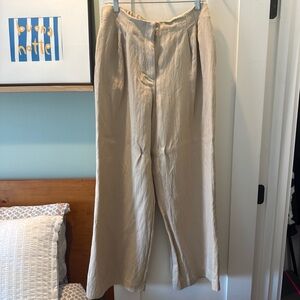 Zara Cream Wide Leg Pants - Linen Feel